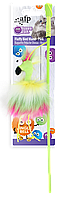 Игрушка для кошек Пушистая птичка на палочке, AFP 2822, 42.5 x 8 x 2.5 см, салатовая