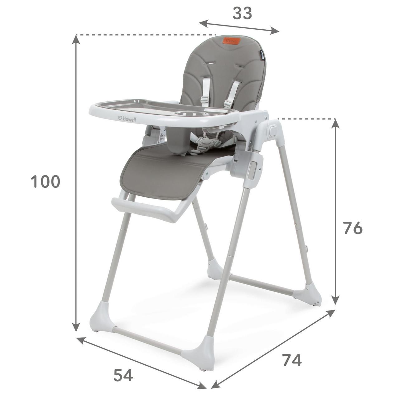 Стульчик для кормления 2 в 1 Kidwell BENO Grey Складной стульчик для кормления - фото 8 - id-p2084234144