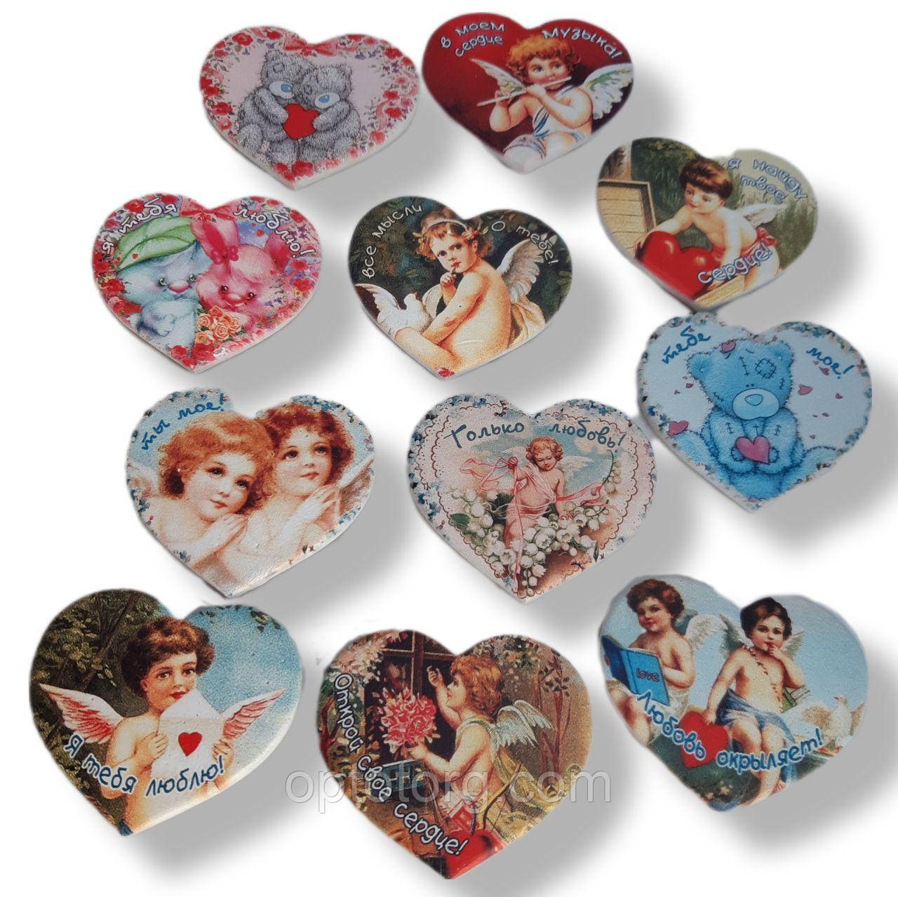 Магніти на холодильник Серце кераміка розмір 7*7 см, фото 1