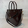 Сумка жіноча "Бона" натуральна шкіра, шоколадний глянець, фото 2