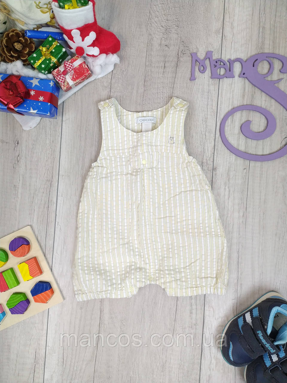 Літній комбінезон шорти для новонародженого хлопчика Obaibi жовтий Розмір 3 міс (62 см)