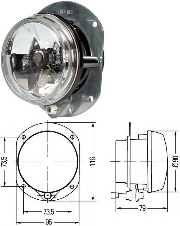 Противотуманний світловий модуль D 90мм Hella 1N0008582007 (Н7), без упаковки