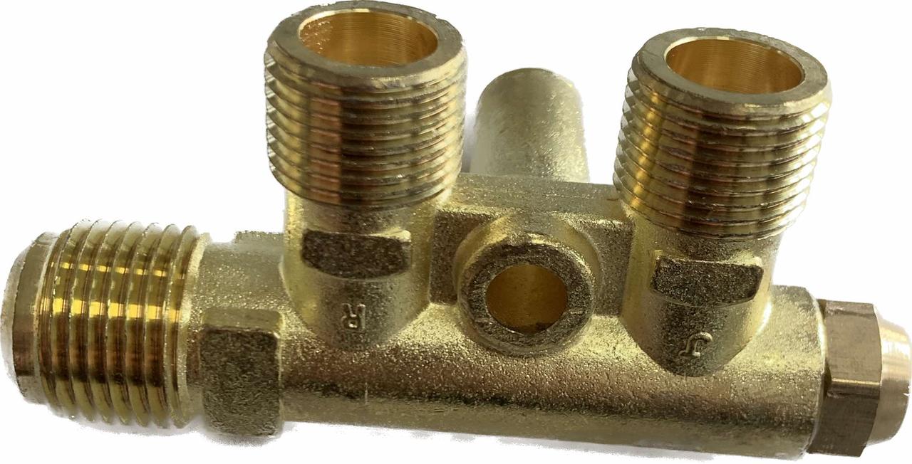 Колектор компресора з клапаном холостого хода 1/4х3/8х3/8х19 мм