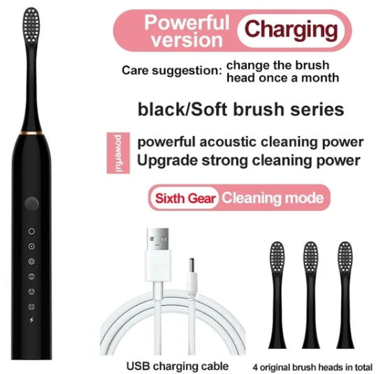 Потужна ультразвукова звукова електрична зубна щітка USB Sonic Electric Toothbrush