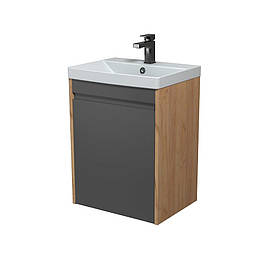 Тумба підвісна Olive 50-U з умивальником Sempre 50 Мойдодир з ніжками в комплекті