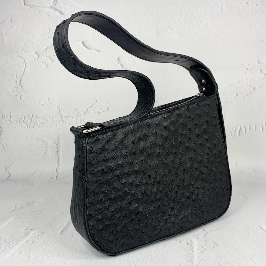 Сумка жіноча "Наомі" натуральна шкіра страуса, чорна, фото 1