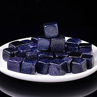 Синий авантюрин Каирская ночь (имитация), кубик 2*2 см, обработанный синий минерал, вес 15-20 грамм
