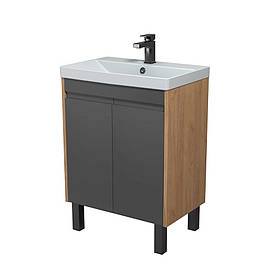 Тумба підвісна Olive 50-U з умивальником Sempre 50 Мойдодир з ніжками в комплекті