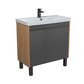 Тумба підвісна Olive 80-U з умивальником Sempre 80 Мойдодир з ніжками в комплекті