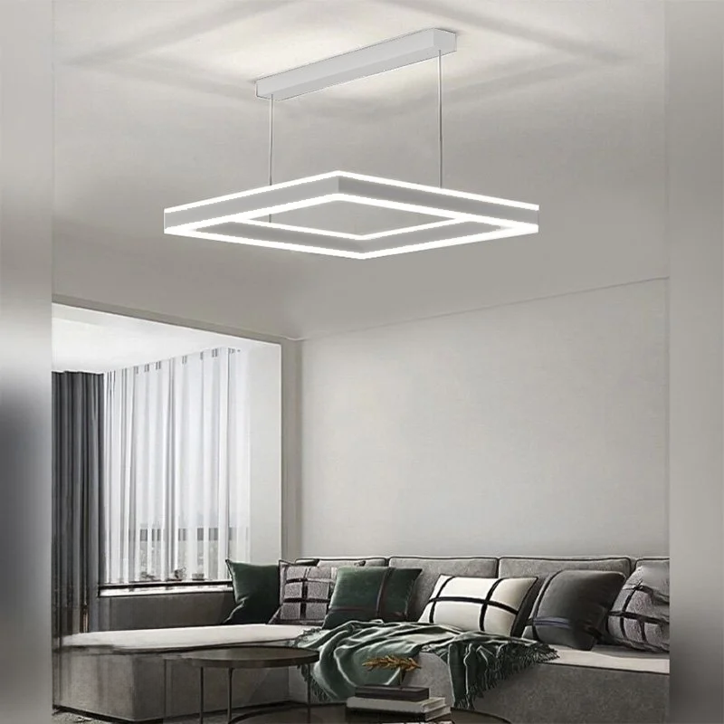 Підвісна світлодіодна Led люстра квадратна STELLA-100W-S-GREY/WHITE, фото 1