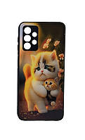 Чехол Glass Case для мобильного телефона Samsung A32 5G / A326 бампер черный с рисунком cat