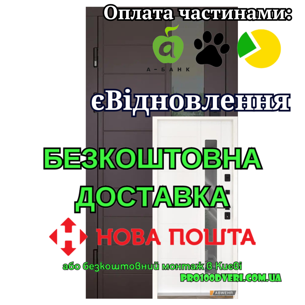 Вхідні двері з терморозривом модель 367 UFO (RAL 8019) комплектація COTAGE, ABWEHR 960