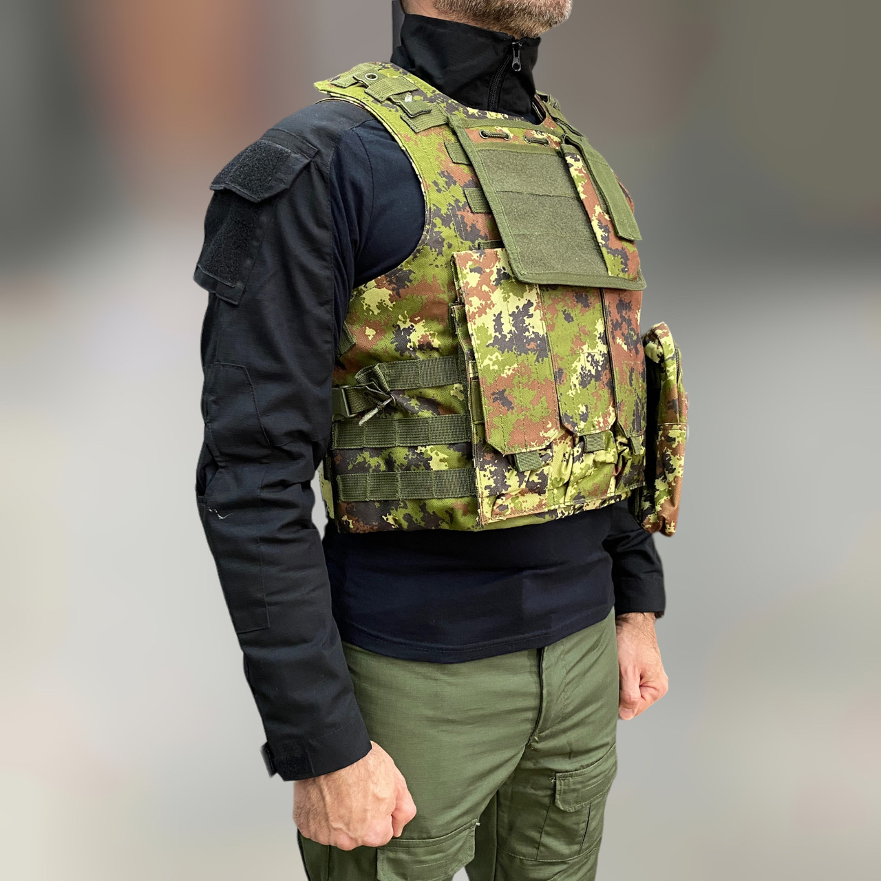 Плитоноска з підсумками - 6 шт, швидке скидання, Italian Camo, зразка НАТО, Molle, plate carrier molle placard, фото 1