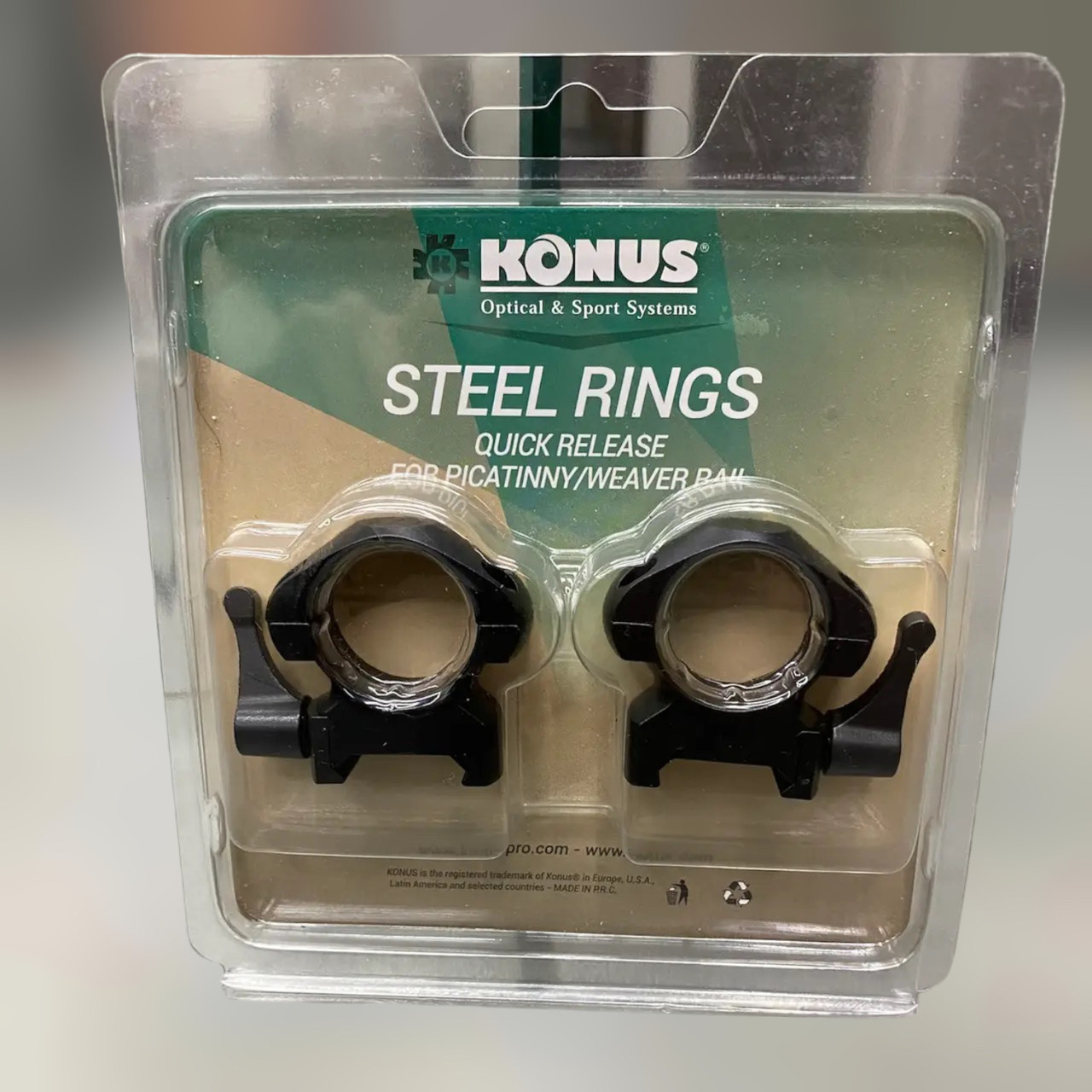 Кріплення для прицілу KONUS STEEL-QR – швидкознімні кільця 25.4 мм, середні, на планку Пікатінні/Вівера (#7407), фото 1