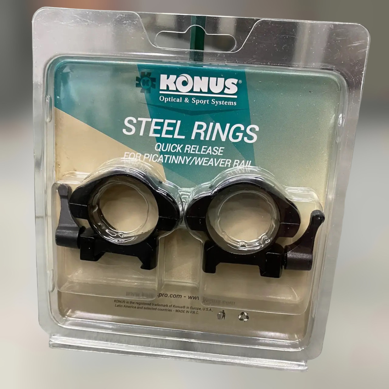 Кріплення для прицілу KONUS STEEL-QR – швидкознімні кільця 30 мм, низькі, на планку Пікатінні/Вівера (#7411), фото 1