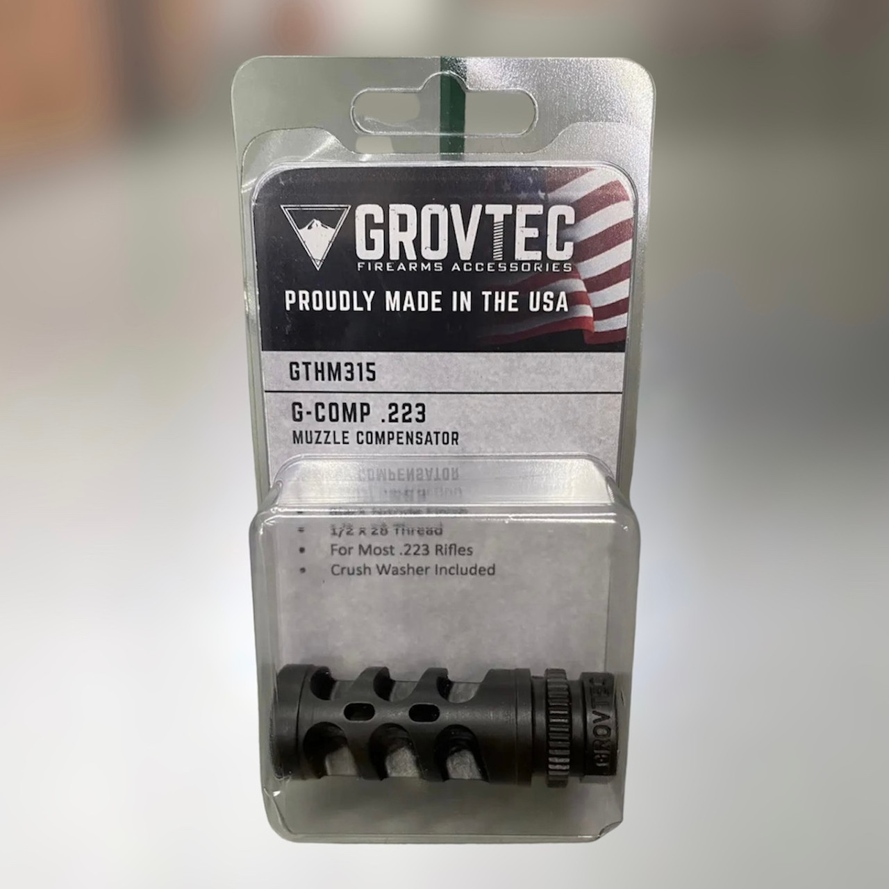 Дульне гальмо-компенсатор GrovTec калібр 223 Rem (5,56/45). Різьба - 1/2"-28, фото 1