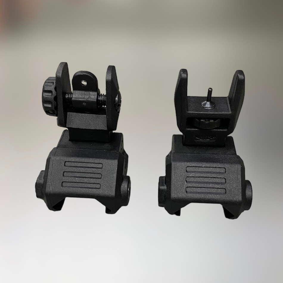 Мушка та цілик низькі, DLG TACTICAL (DLG-166), колір Чорний, знімні на Picatinny, відкидні, фото 1