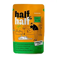 Влажный корм для кошек Half&Half Sterilized pouch 22шт*100 г - индейка