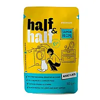 Влажный корм для кошек Half&Half Adult pouch 22шт*100 г - лосось