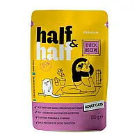 Влажный корм для кошек Half&Half Adult pouch 22шт*100 г - утка