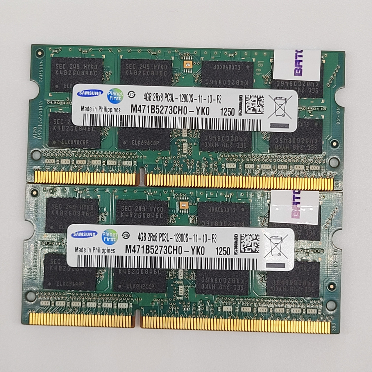 Пара оперативної пам'яті для ноутбука Samsung DDR3L 8Gb (2x4G) 1600MHz PC3L-12800s CL11 (M471B5273CH0-YK0) Б/В