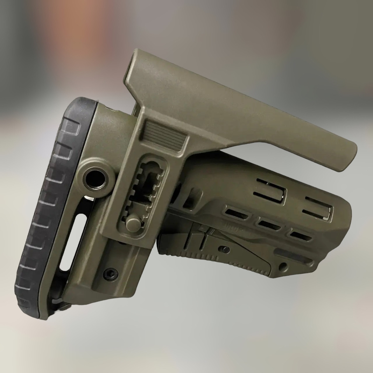 Приклад (база) DLG TBS COMPACT DLG-130-052-green, Олива, Mil-Spec, з високим підщічником 4 см, антабки, фото 1
