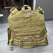 Плитоноска з підсумками 6 шт, швидке скидання на дроті, Койот, із системою Моллі, plate carrier molle placard, фото 4