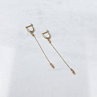 Стильные минималистичные золотые сережки подвески з цепочкой женские серьги из золота с английской застежкой