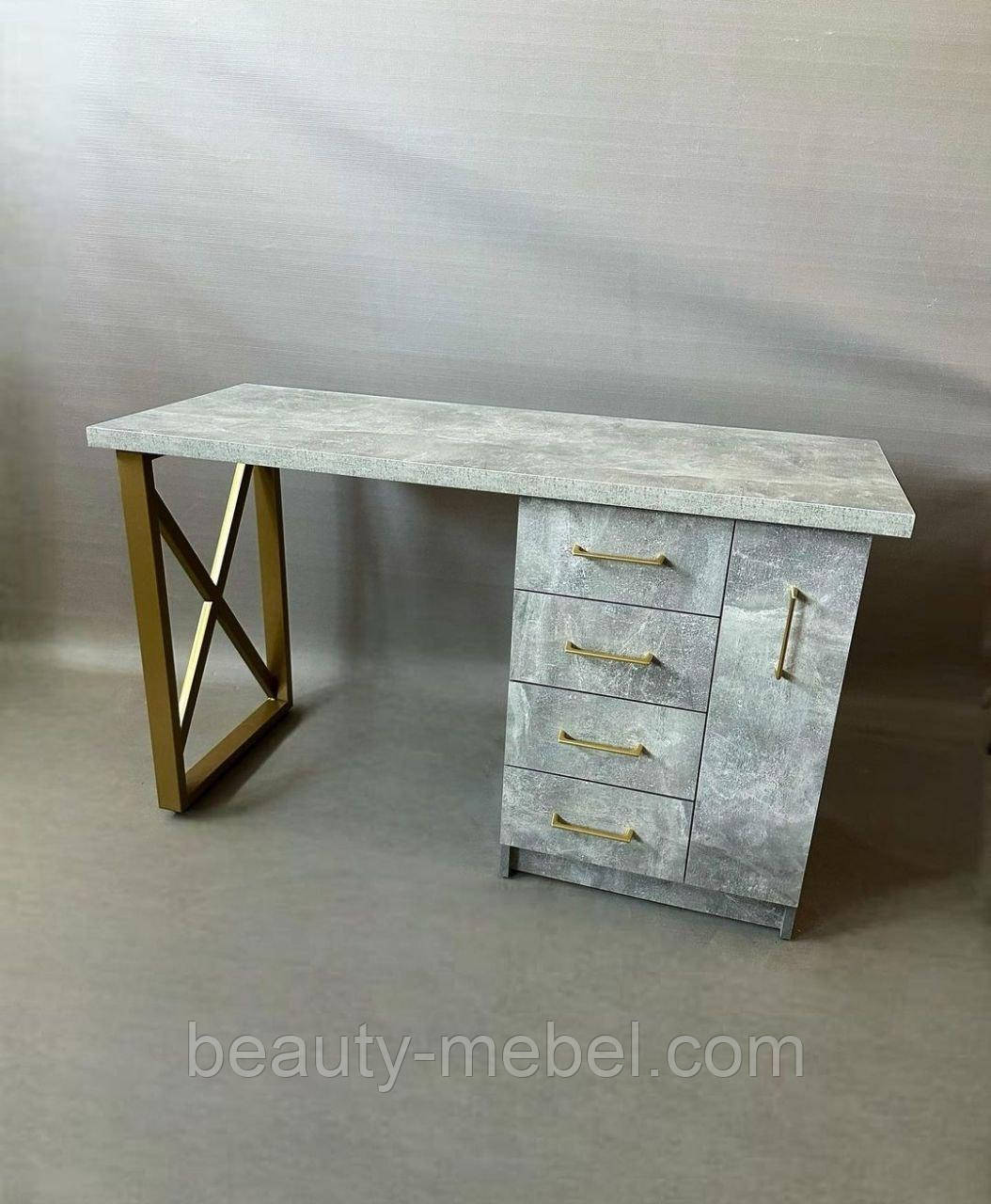 Стіл манікюрний у стилі ЛОФТ на металічній ніжці з шухлядою карго, фото 1