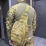 Сумка тактична на Моллі через плече Yakeda, Койот, підсумок тактичний з ременем через плече, фото 9