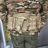 Пояс розвантажувальний з Моллі, підсумки, Койот, валберт з підсумками, покращений тактичний бойовий пояс з Моллі, фото 4