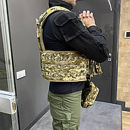 Плитоноска з підсумками та напашником, подвійне швидке скидання, з камербандами, Український Піксель, MOLLE, Cordura 1000D Мультикам, фото 6