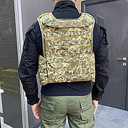 Плитоноска з підсумками та напашником, подвійне швидке скидання, з камербандами, Український Піксель, MOLLE, Cordura 1000D Мультикам, фото 2