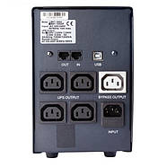 Джерело безперебійного живлення Powercom BNT-1200AP, 1200 ВА/720 Вт, 4+1 розетка IEC, USB, AVR, фото 2