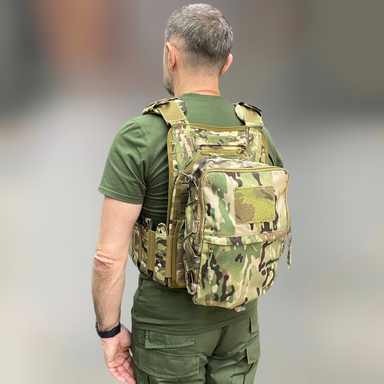 Підсумок-рюкзак сухарний на плитоноску з Моллі, Мультикам, WINTAC, Cordura 1000D, сумка сухарна тактична, сумка сухарка армійська, фото 1