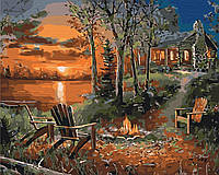 Картина Рисование по номерам Дом у озера 40х50 Роспись на холсте по номерам Brushme BS31630