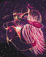 Картина Рисование по номерам пара влюбленных 40x50 Холст на деревянном подрамнике Космические объятия Brushme