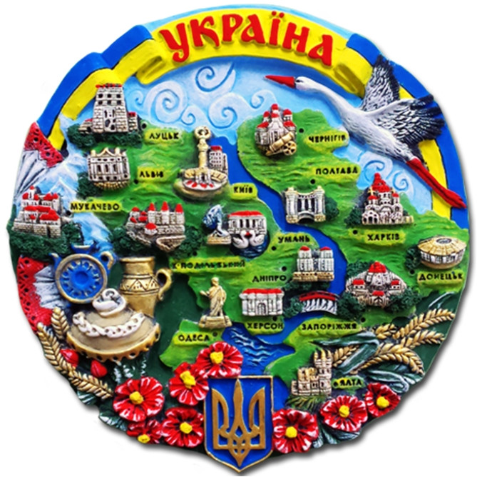 Плакетка Карта України (блакитна) полікерамічна 12 см Гранд Презент UK-PT-005