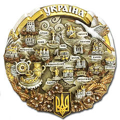 Плакетка Карта України (сепія) полікерамічна 12 см Гранд Презент UK-PT-005-2