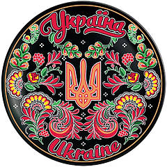 Тарілка сувенірна Петриківський розпис (Герб України)12 см Гранд Презент UK-MT-081