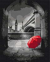 Картина Малювання за номерами лондон 40х50 Картини по цифрах Червона парасолька під Біг-Беном Картина за номерами BrushMe BS32893