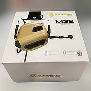 Навушники тактичні Earmor M32, активні, зі знімним мікрофоном і гарнітурою, активні навушники військові, колір – Койот, фото 9