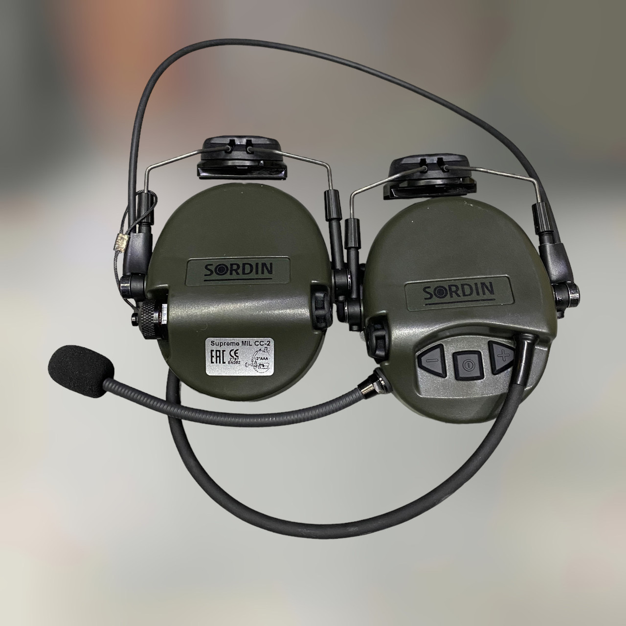 Тактичні активні навушники з мікрофоном Sordin Supreme MIL CC з ARC Rail, колір – Олива (72332-06-S), фото 1