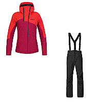 Жіночий лижний костюм комплект куртка та штани Hannah MAKY COL + AWAKE II червоний бордовий чорний