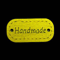 Деревянные разноцветные бирки "Hande Made" 27*13мм, цвет желтый