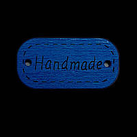 Деревянные разноцветные бирки "Hande Made" 27*13мм, цвет синий