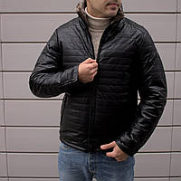 Зимняя мужская куртка черная из эко кожи