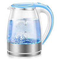 Электрический чайник Goldteller MG-07 BLUE (стекло) (220V, 50HZ 1500W, 1.8L)