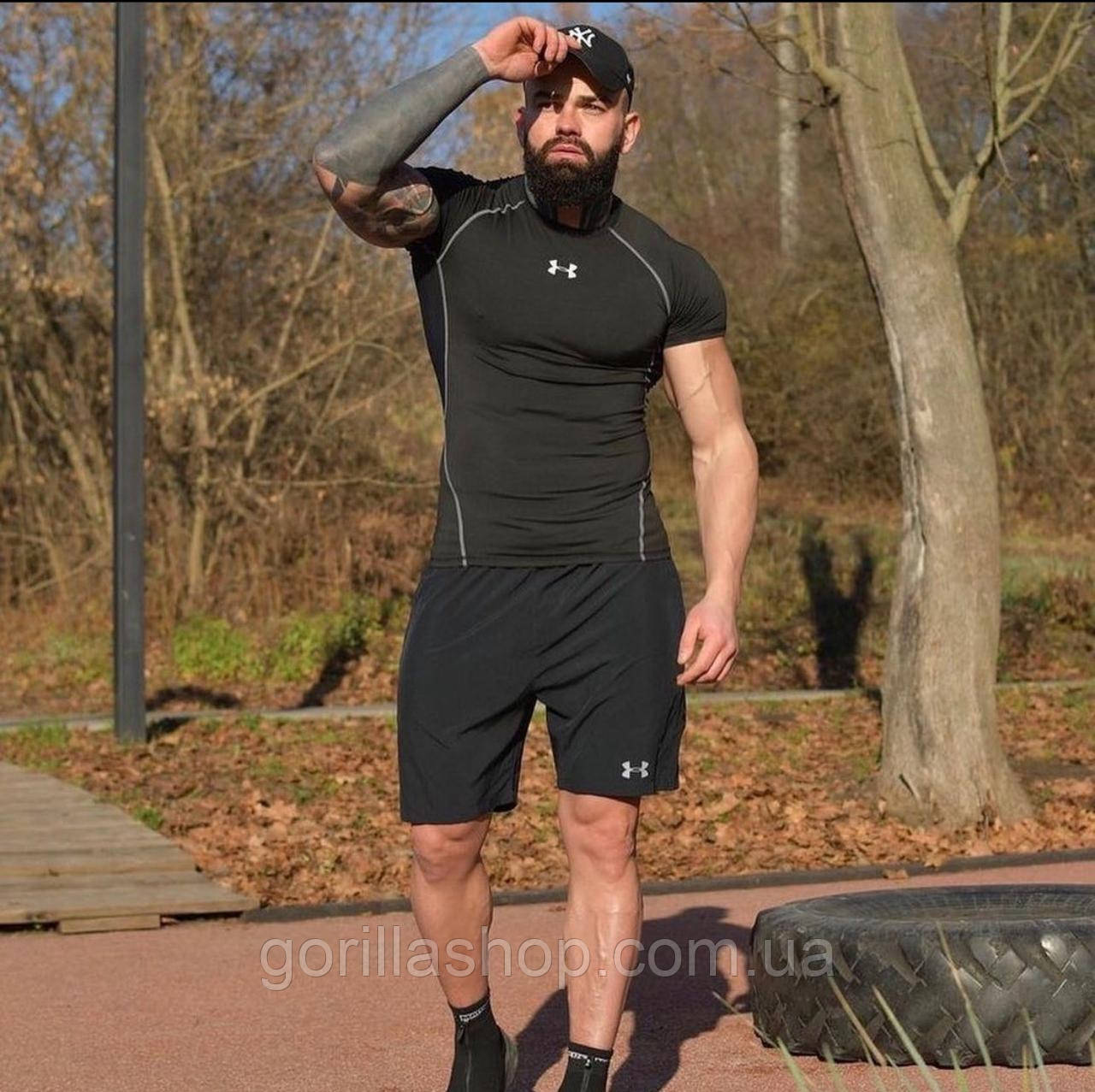 Чоловічий компресійний костюм Under Armour 2в1 : Рашгард, шорти. компресійний комплект.