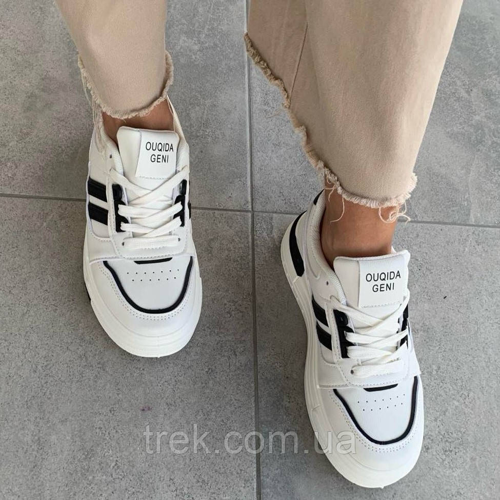 Кросівки екошкіра білі-чорн /23168/ 39р, фото 1